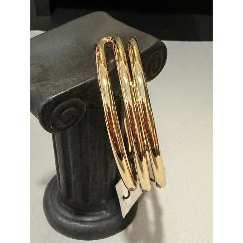White House Black Market Cuff Bracelet Womens Gold‎ Tone Triple Row Layered